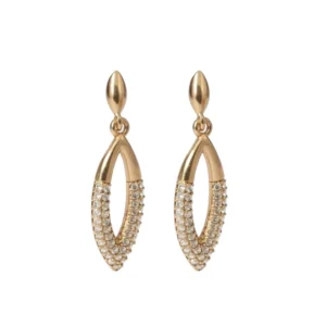 Trendy Gold Plated Oval Drop Earrings